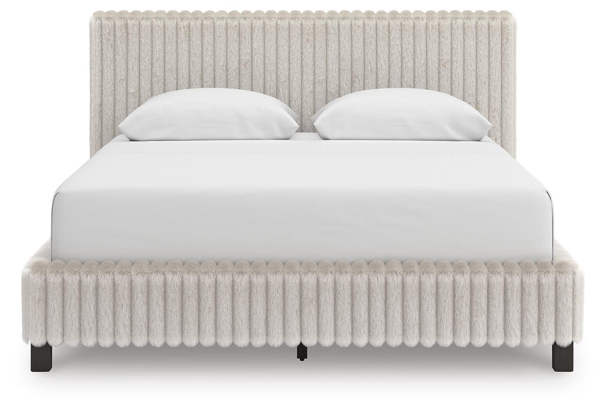 Zuraleus Queen Upholstered Bed, Dresser and Mirror (PCB3381-SI) - Image 9
