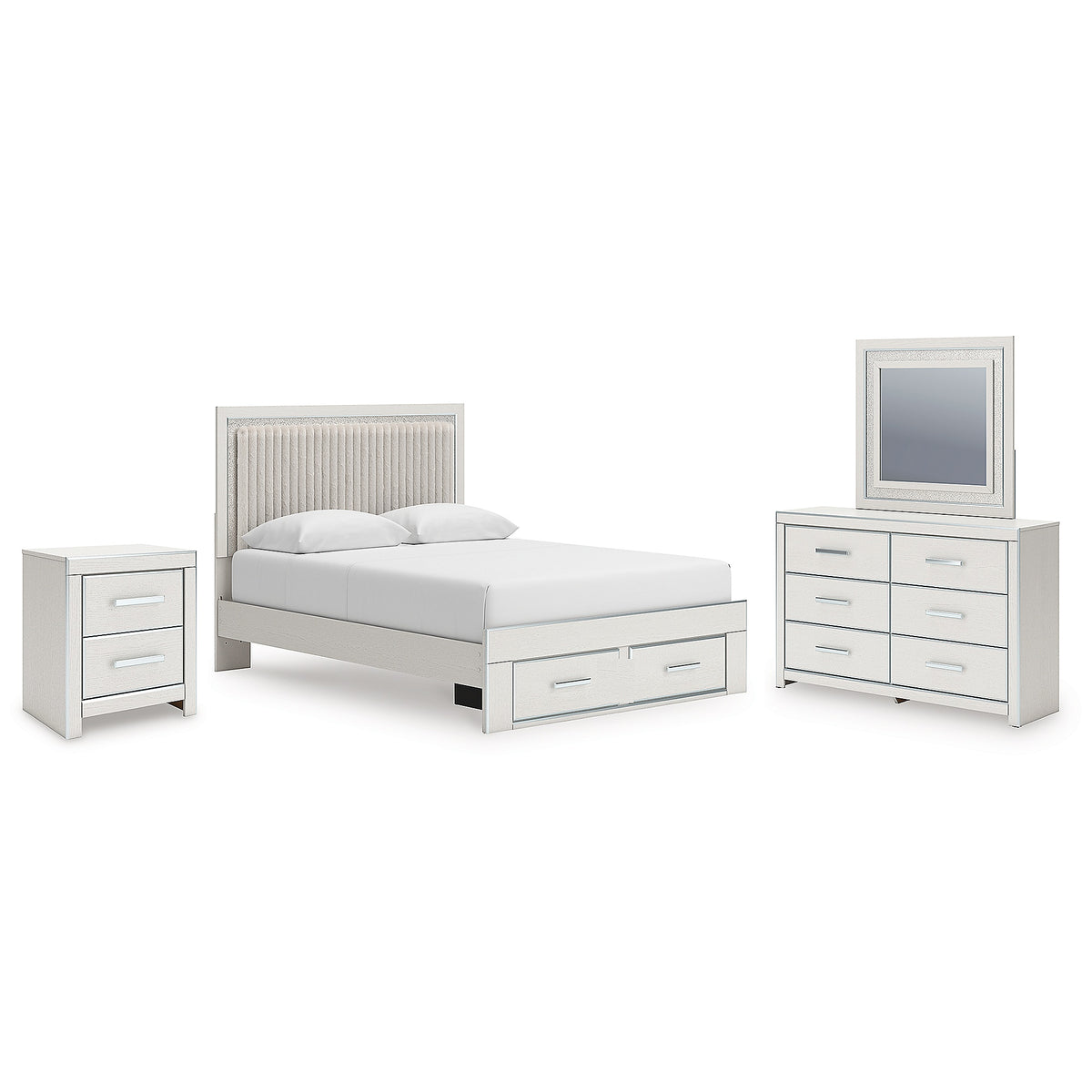 Zuraleus Queen Storage Bed, Dresser, Mirror and Nightstand (PCB3381-SI)
