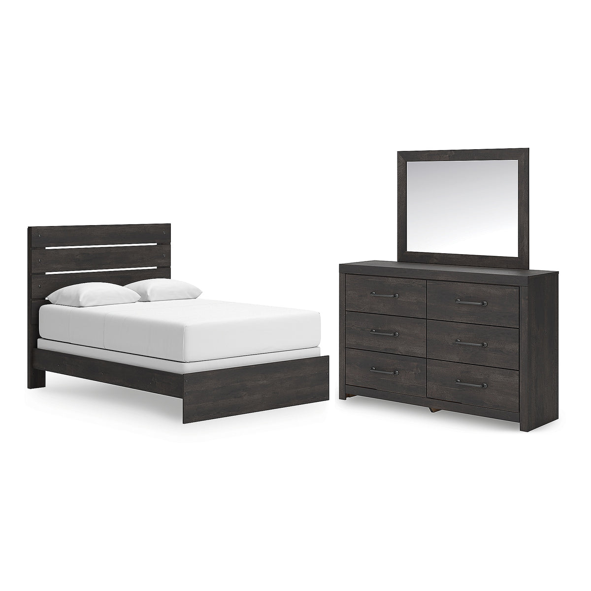 Hollivern Queen Panel Bed, Dresser and Mirror (PCB2108-SI)
