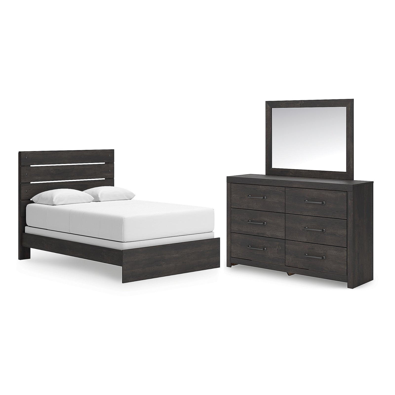 Hollivern Queen Panel Bed, Dresser and Mirror (PCB2108-SI)