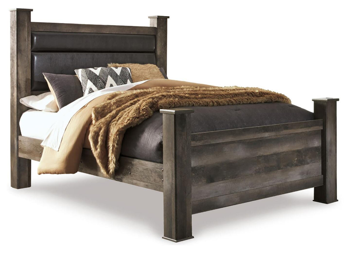 Wynnlow Upholstered Poster Bed - Gray  (B440-SI)