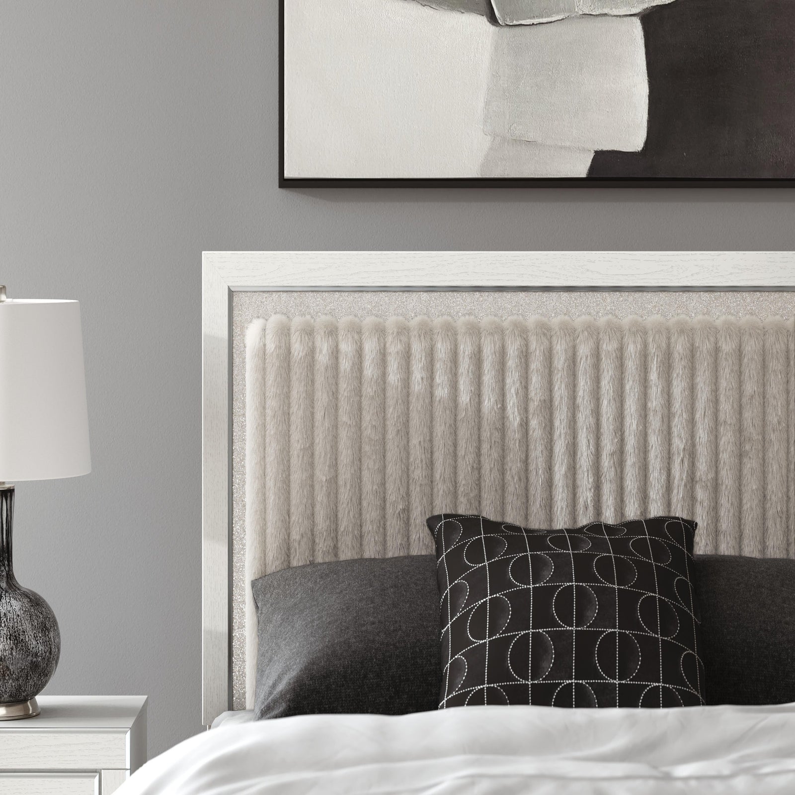 Zuraleus King/California King Upholstered Headboard/Footboard/Roll Slats (PCB3381-SI) - Image 39