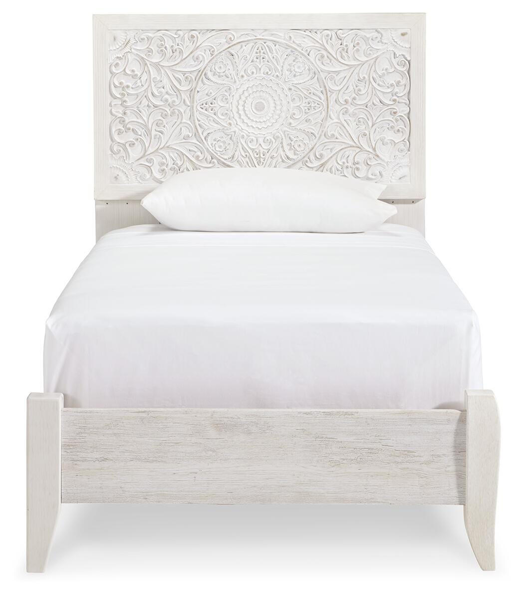 Paxberry Panel Bed and Nightstand - Whitewash  (B181-SI) - Image 2