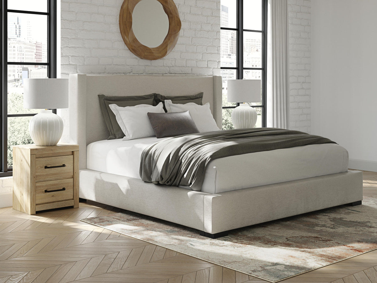 Brozmont Upholstered Storage Bed - Oatmeal  (B1045-SI) - Image 2