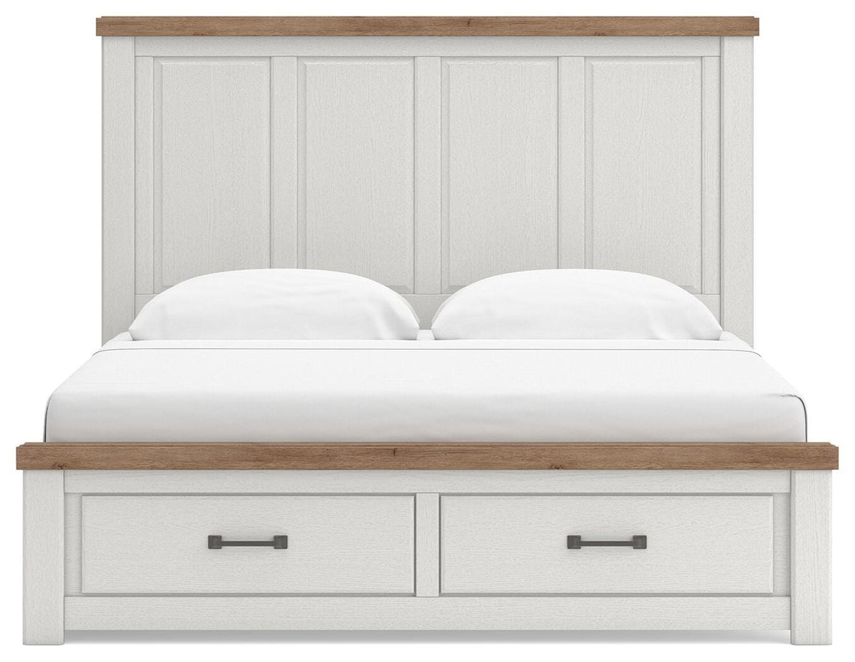Savonport Panel Storage Bed - White/Brown  (B4615-SI) - Image 3