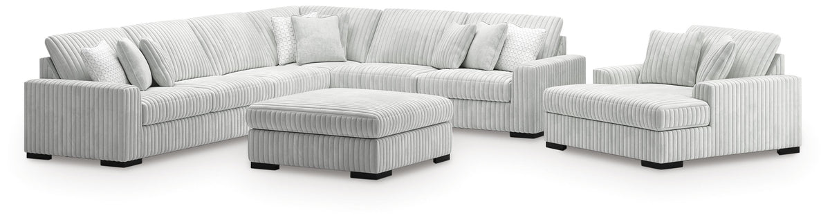 Stupendous 4-Piece Sectional, Oversized Chaise and Ottoman (25903-SI)