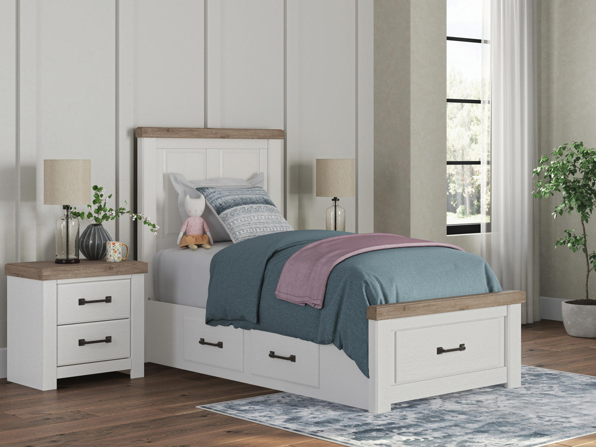 Savonport Twin Panel Storage Bed (Youth) - White/Brown  (B4615-SI) - Image 2