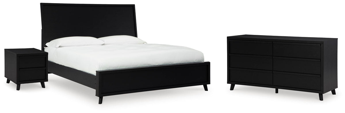 Danziar Panel Bed, Dresser and Nightstand - Black  (B1013-SI)