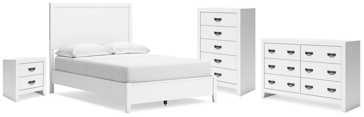 Binterglen Panel Bed, Dresser, Chest and Nightstand - White  (B427-SI)