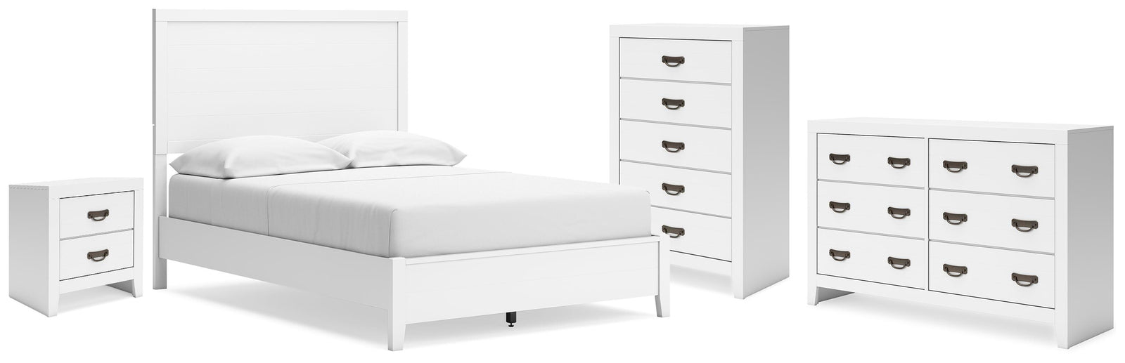 Binterglen Panel Bed, Dresser, Chest and Nightstand - White  (B427-SI)