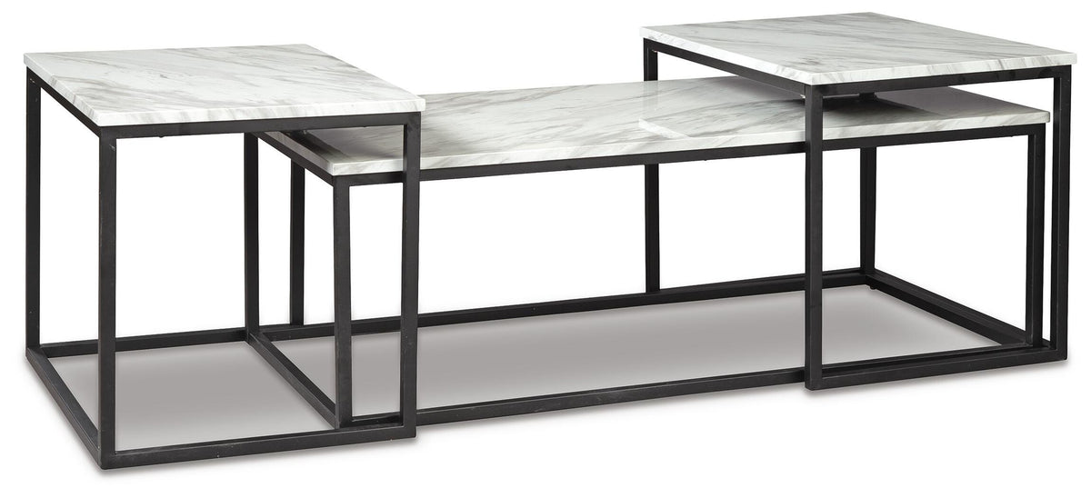 Donnesta Table (Set of 3) - Gray/Black  (T182-SI)