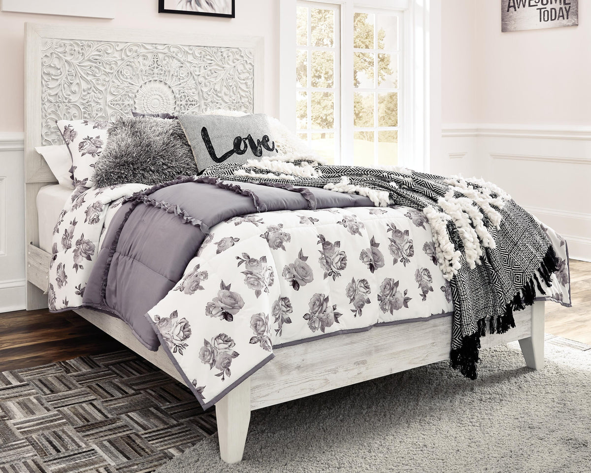 Paxberry Panel Bed and Nightstand - Whitewash  (B181-SI) - Image 10
