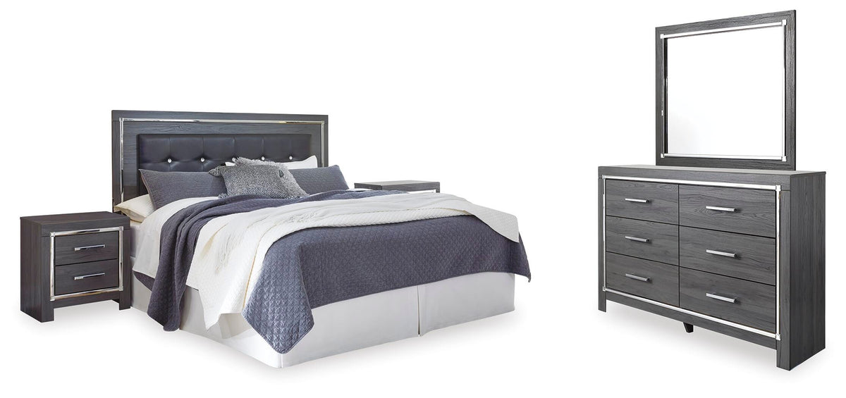 Lodanna /Cal Panel Headboard, Dresser, Mirror and 2 Nightstands - Gray  (B214-SI) - Image 2
