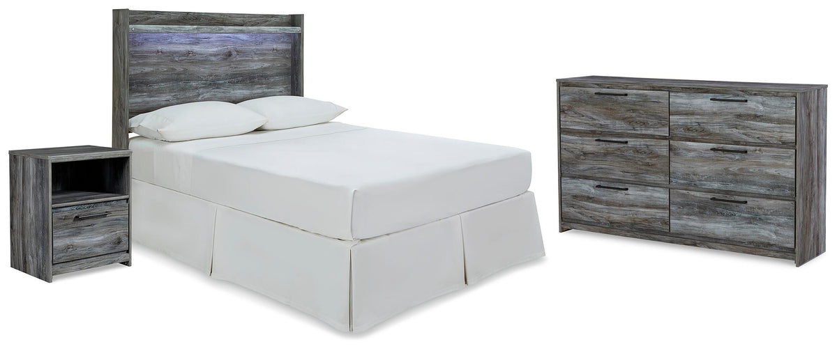 Baystorm Panel Headboard, Dresser and Nightstand - Gray  (B221-SI)