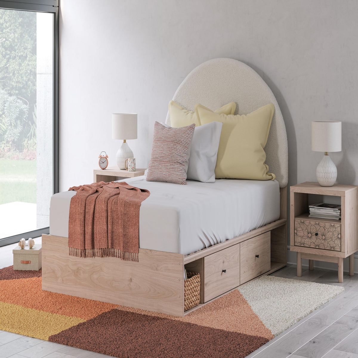 Arloster Full Upholstered Panel Bed with Storage (PCB1566-SI) - Image 9