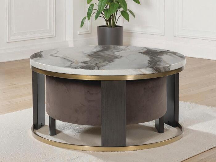 Jazmore Nesting Coffee Table (Set of 2) - Brown/Brass Finish  (T671-SI) - Image 2