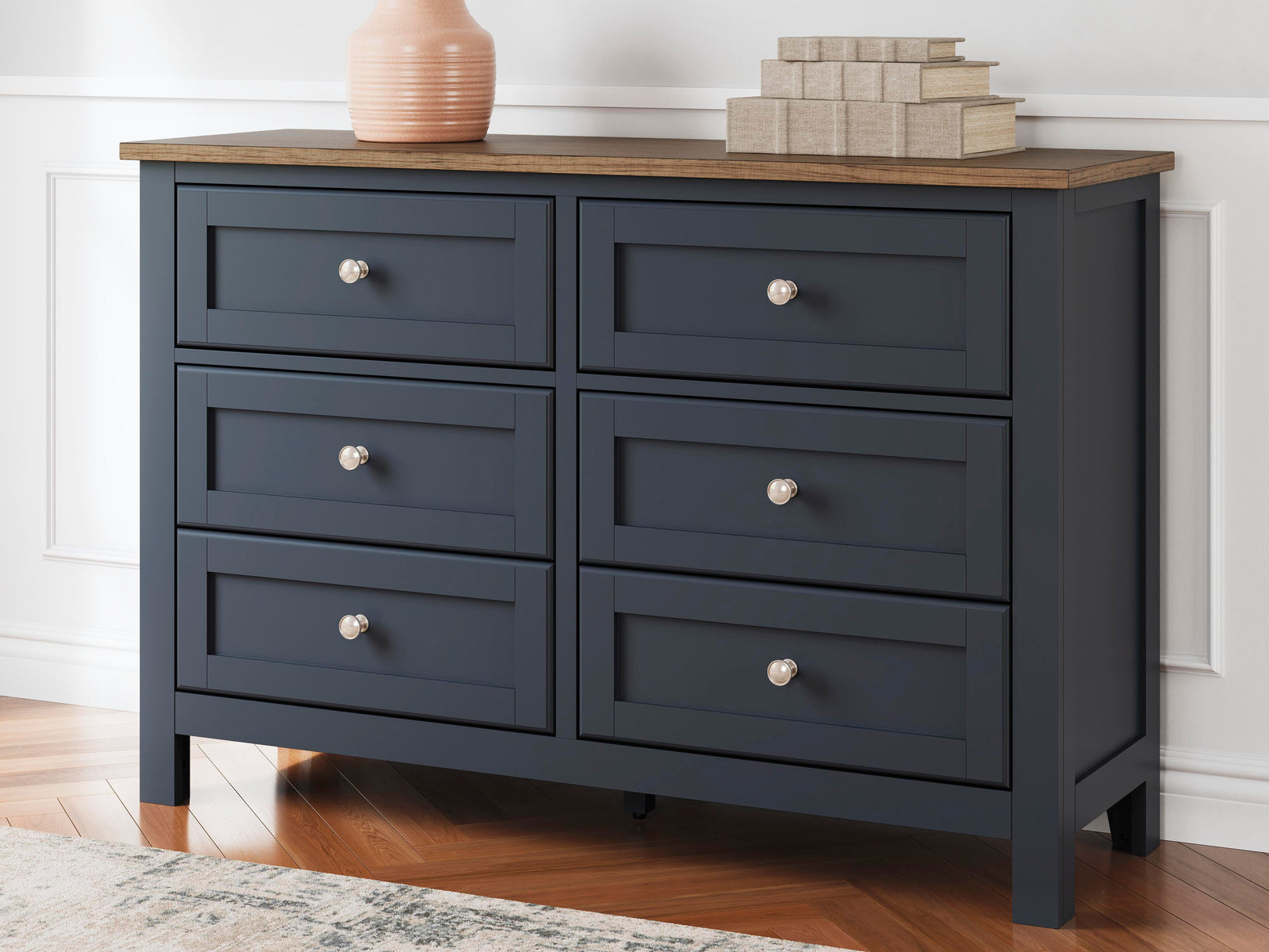 Landocken Panel Bed, Dresser, Chest and Nightstand - Brown/Blue  (B414-SI) - Image 31