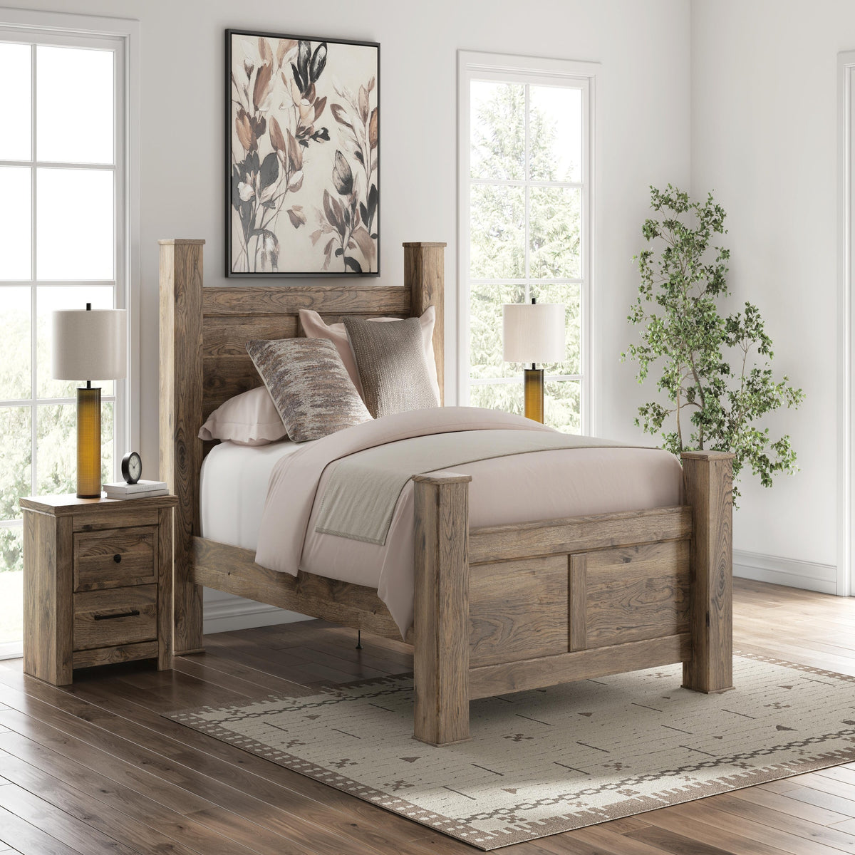 Rusticott Queen Poster Bed, Dresser and Mirror (PCB2260-SI) - Image 16