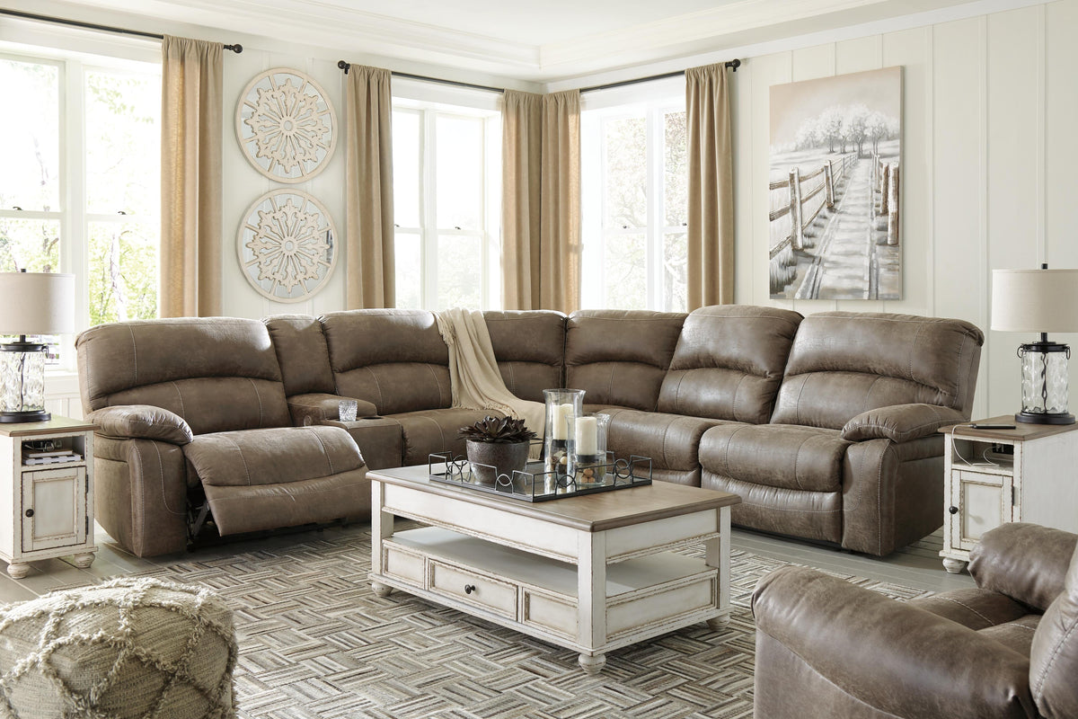 Realyn Coffee Table and 2 Chairside End Tables - White/Brown  (T523-SI) - Image 3