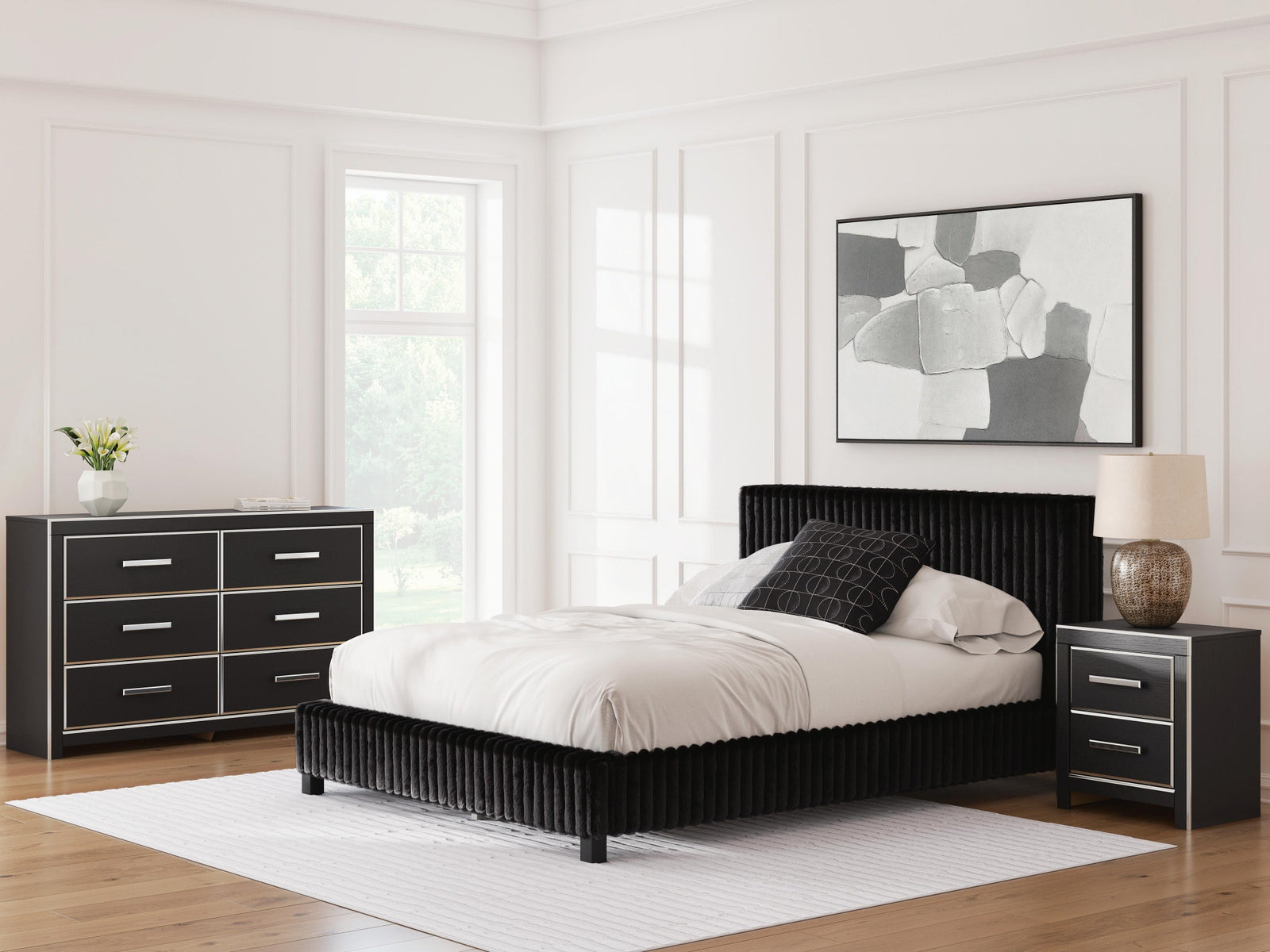 Zuraleus Queen Upholstered Bed, Dresser and Nightstand (PCB3380-SI) - Image 25