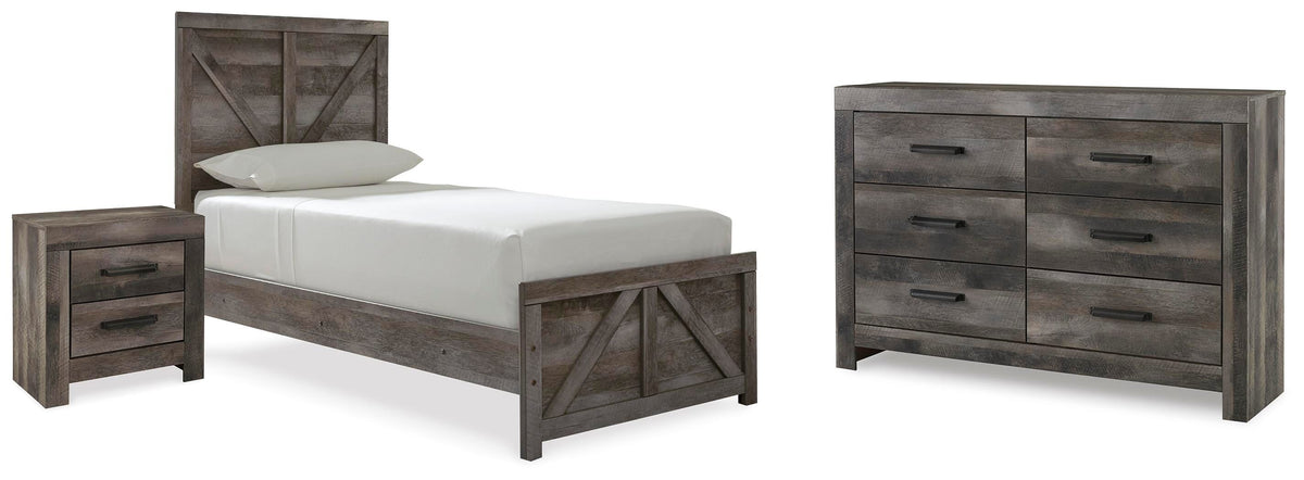 Wynnlow Panel Bed, Dresser and Nightstand - Gray  (B440-SI)