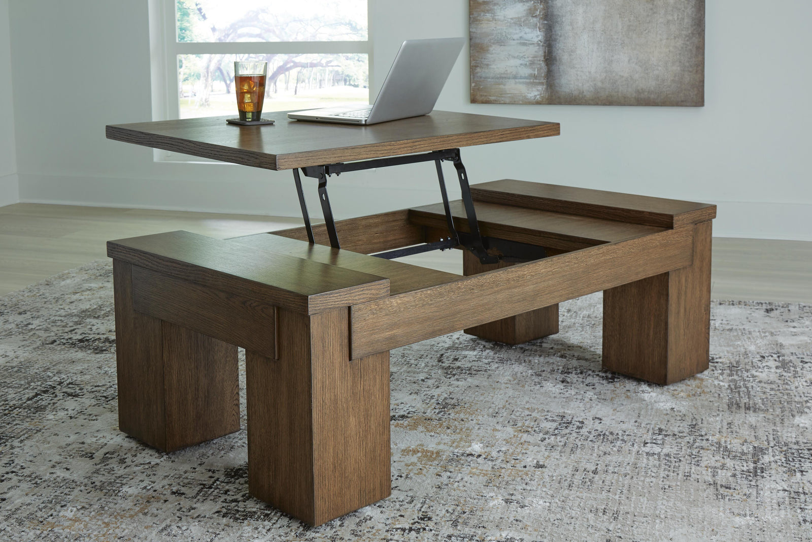 Rosswain Lift-top Coffee Table and 2 End Tables - Warm Brown  (T763-SI) - Image 12