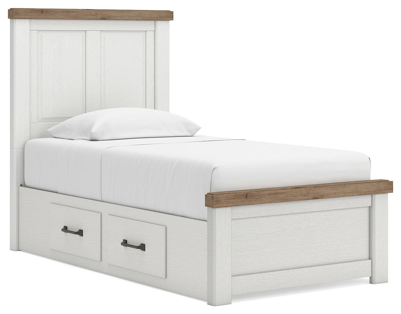 Savonport Panel Bed with Storage (Youth) - White/Brown  (B4615-SI)