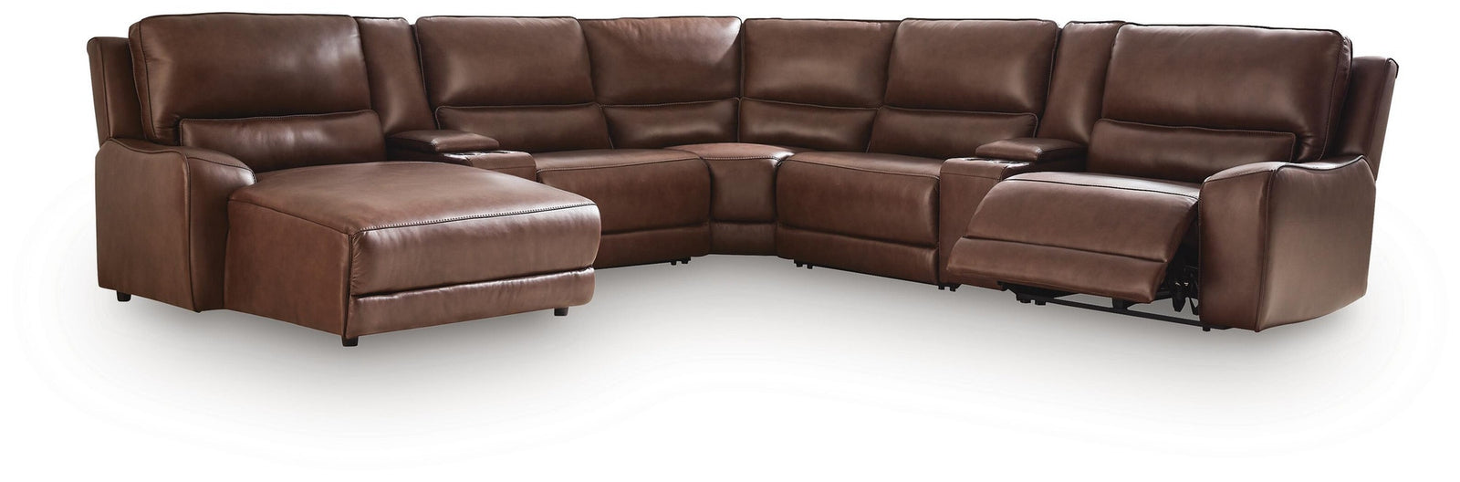 DeepWakes 7-Piece Reclining Sectional with Chaise and Storage Consoles (PCU62607-SI)