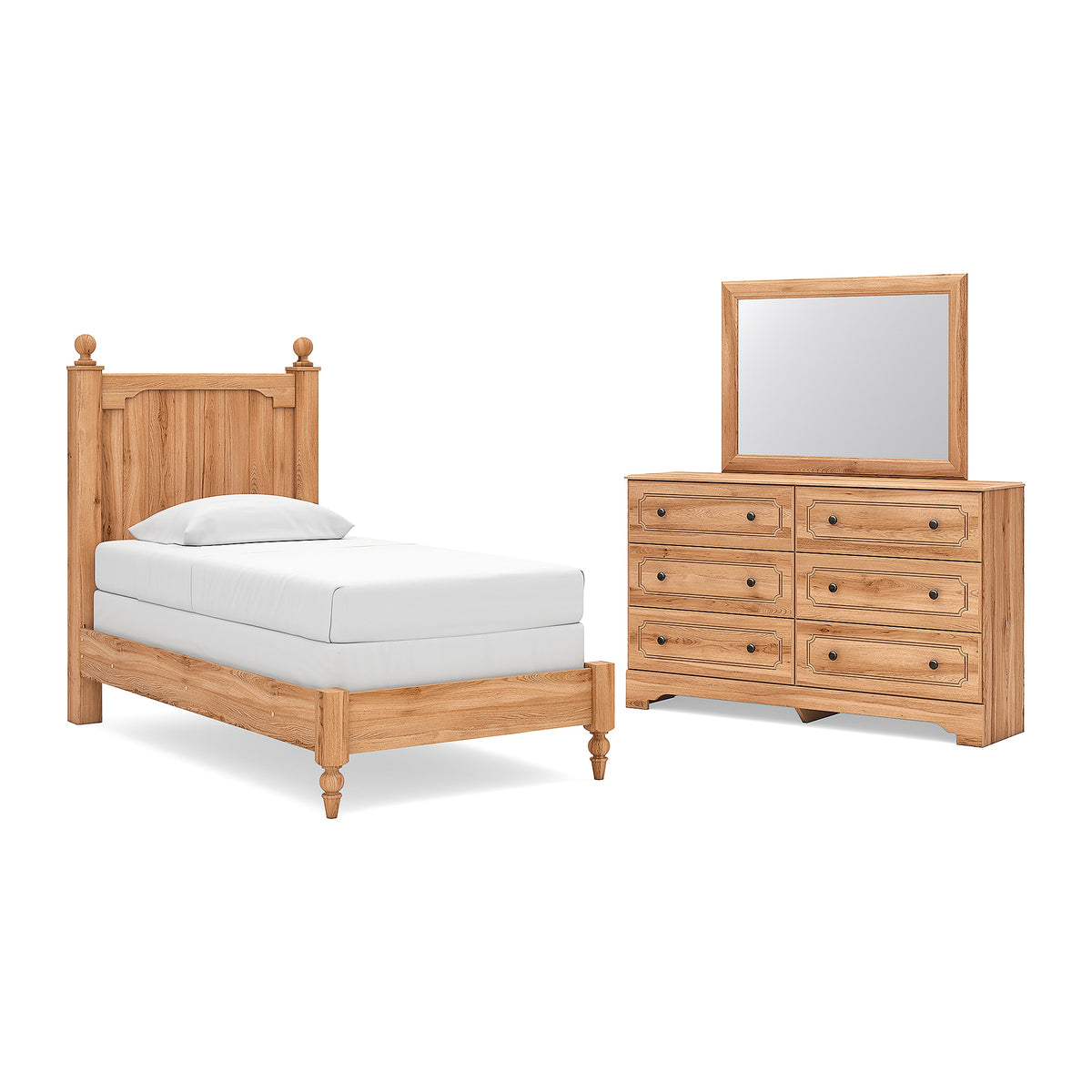 Aleaport Twin Panel Bed, Dresser and Mirror (PCB1075-SI)