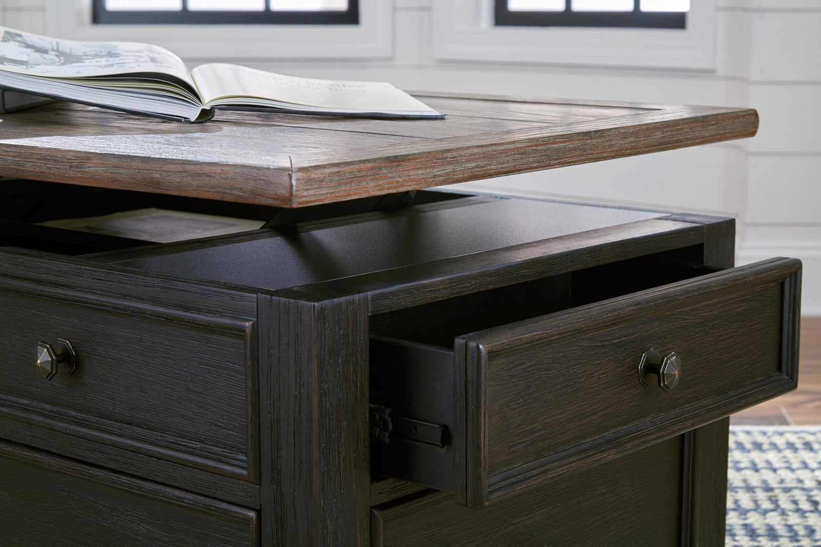 Tyler Creek Coffee Table and 2 Chairside End Tables - Grayish Brown/Black  (T736-SI) - Image 8