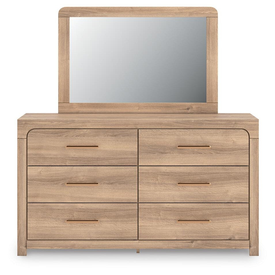Kinlanni Queen Upholstered Panel Bed, Dresser and Mirror (PCB1360-SI) - Image 2