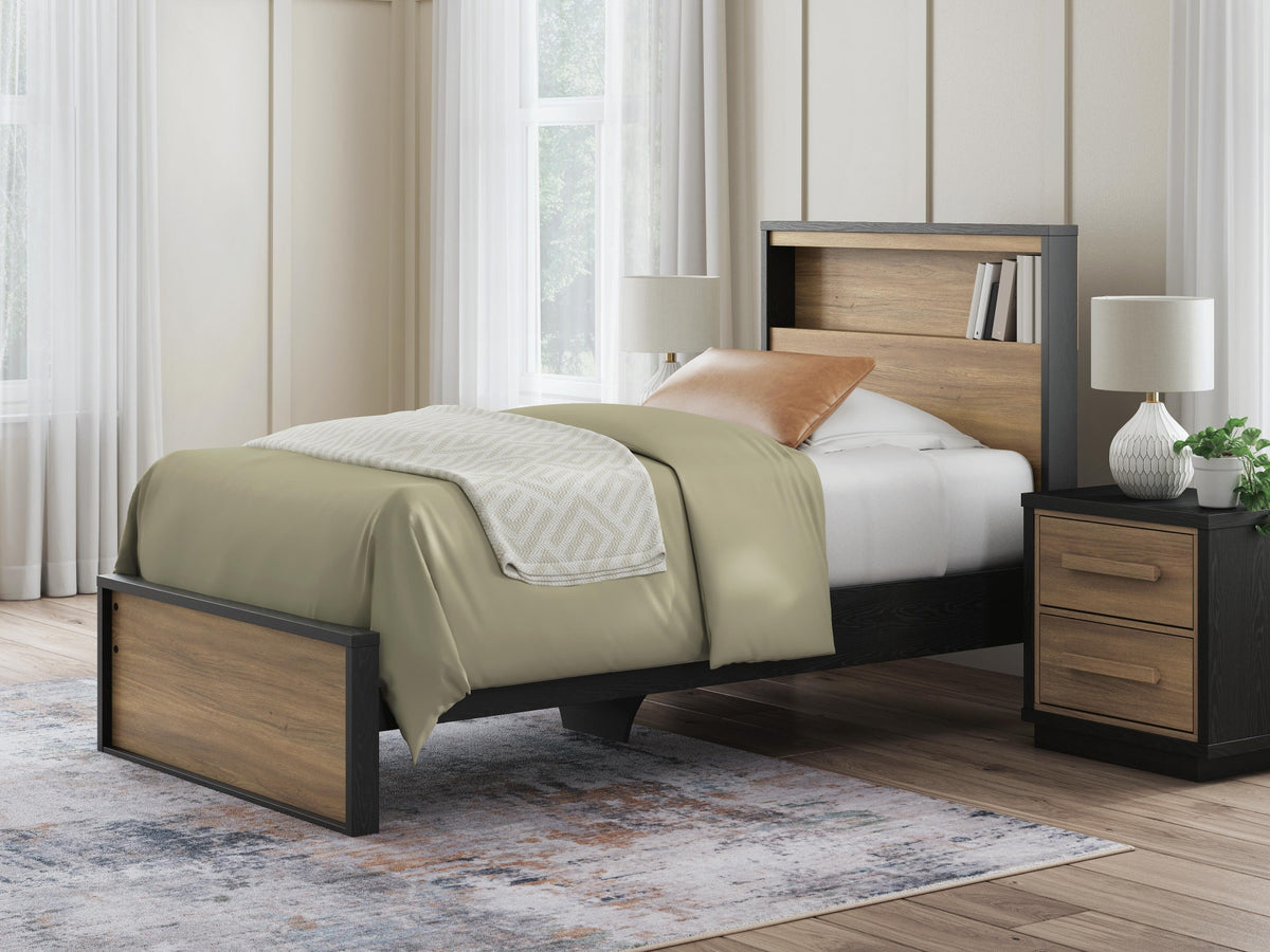 Kozmour Bookcase Complete Bed Frame - Black/Brown  (EB1460-SI) - Image 22