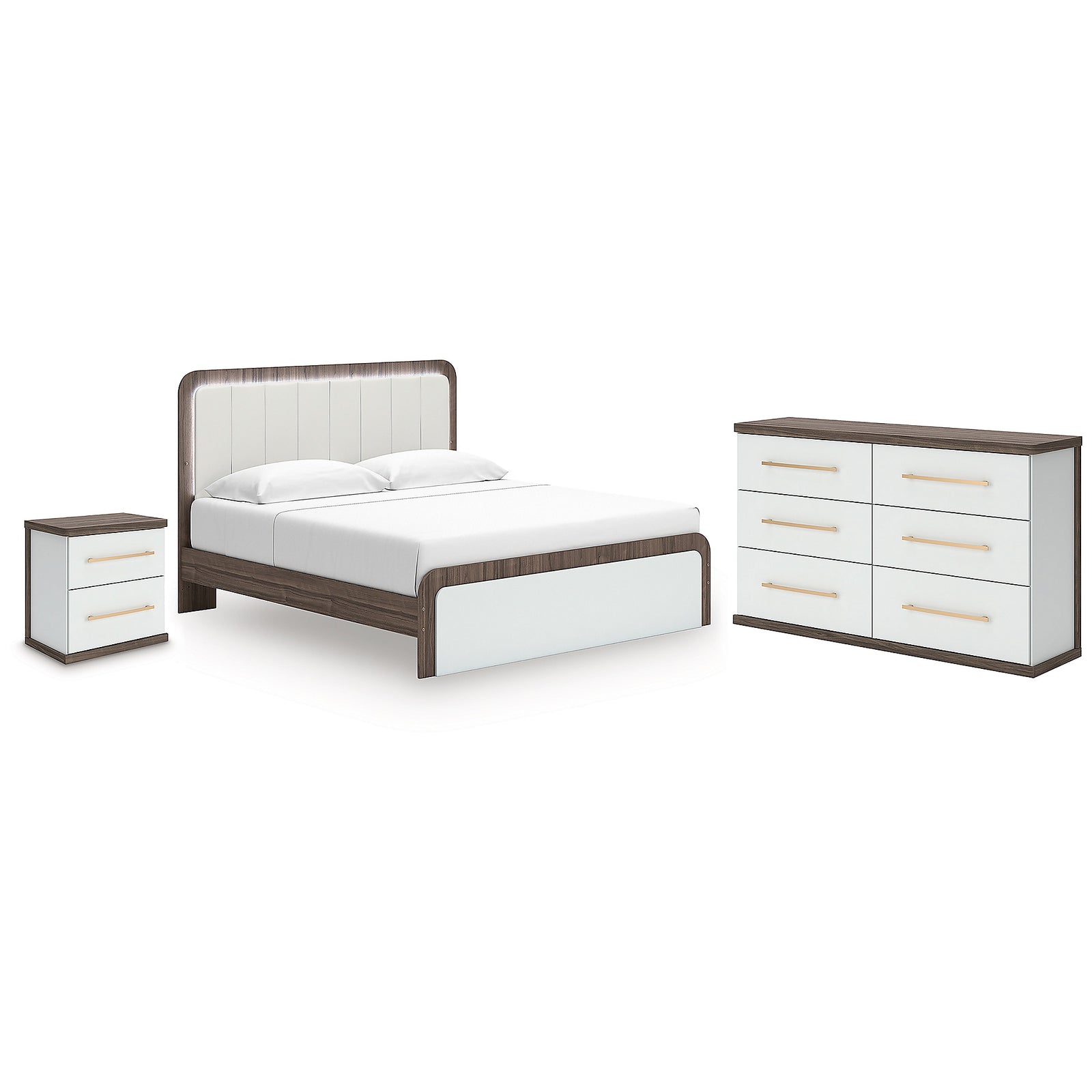 Kendanport King Platform Bed, Dresser, Mirror and Nightstand (PCB1108-SI)