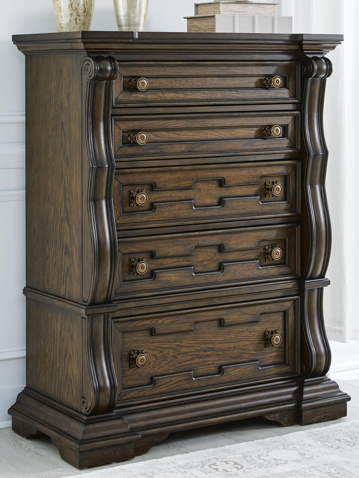 Maylee Upholstered Bed, Dresser, Chest and Nightstand - Dark Brown  (B947-SI) - Image 21
