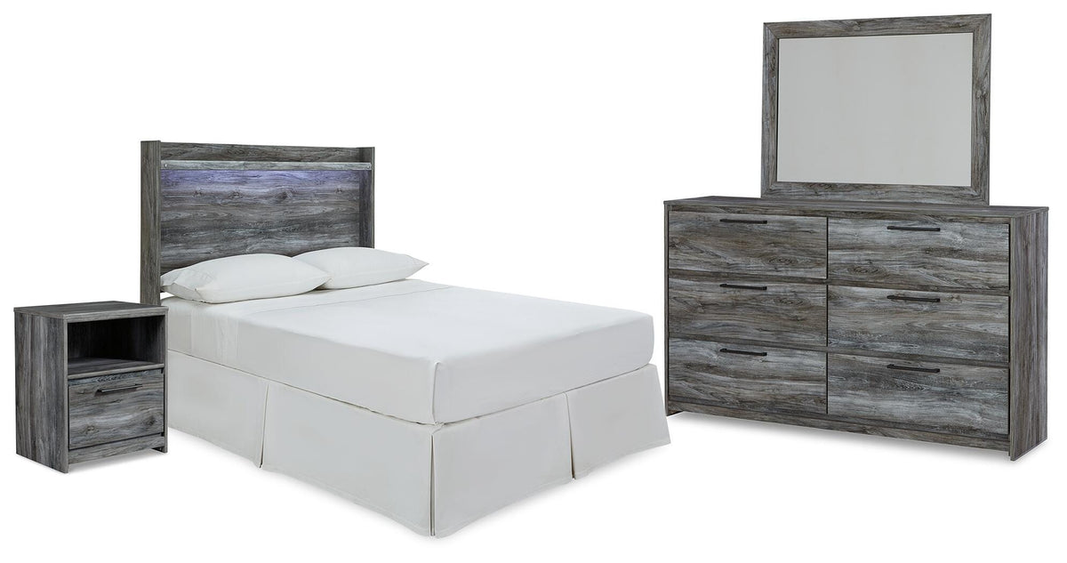 Baystorm Panel Bed Headboard, Dresser, Mirror and Nightstand - Gray  (B221-SI)