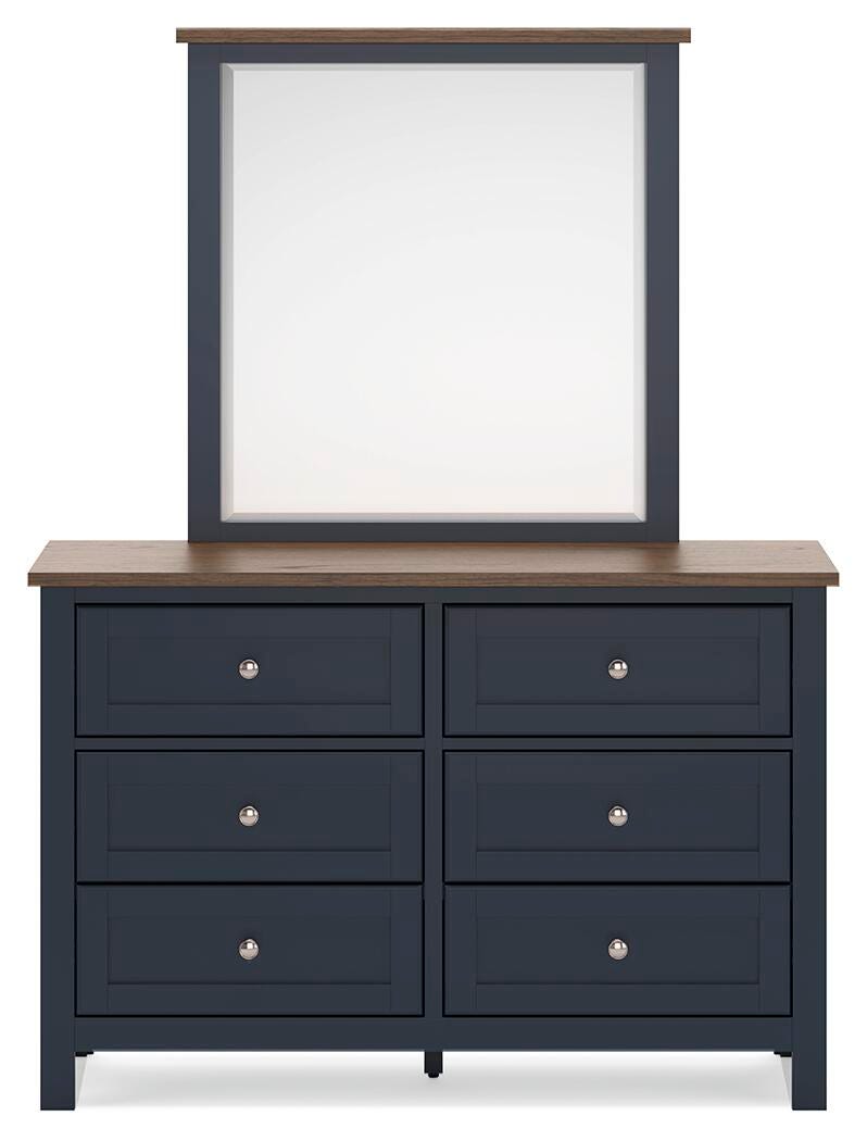 Landocken Panel Bed, Dresser and Mirror - Brown/Blue  (B414-SI) - Image 2