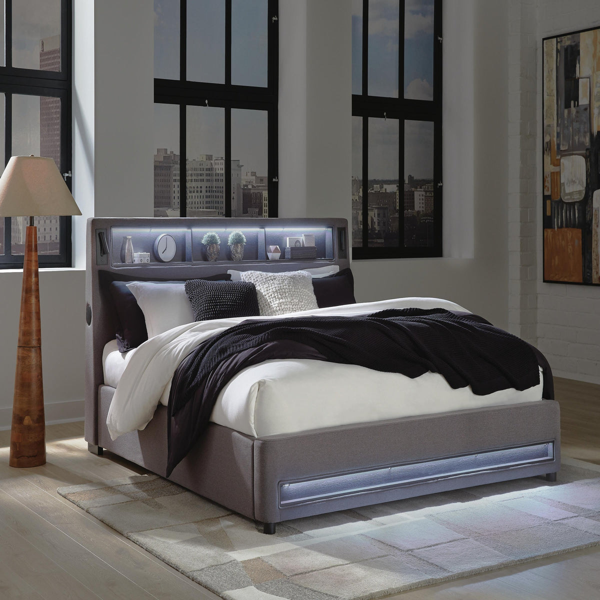 Finigale California King Upholstered Bed with Wireless Audio (PCB2721-SI) - Image 11