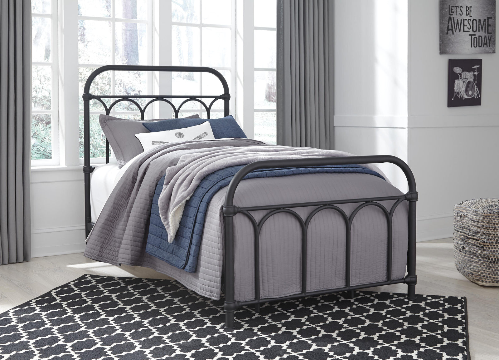 Nashburg Metal Bed (Youth) - Black  (B280-SI) - Image 10