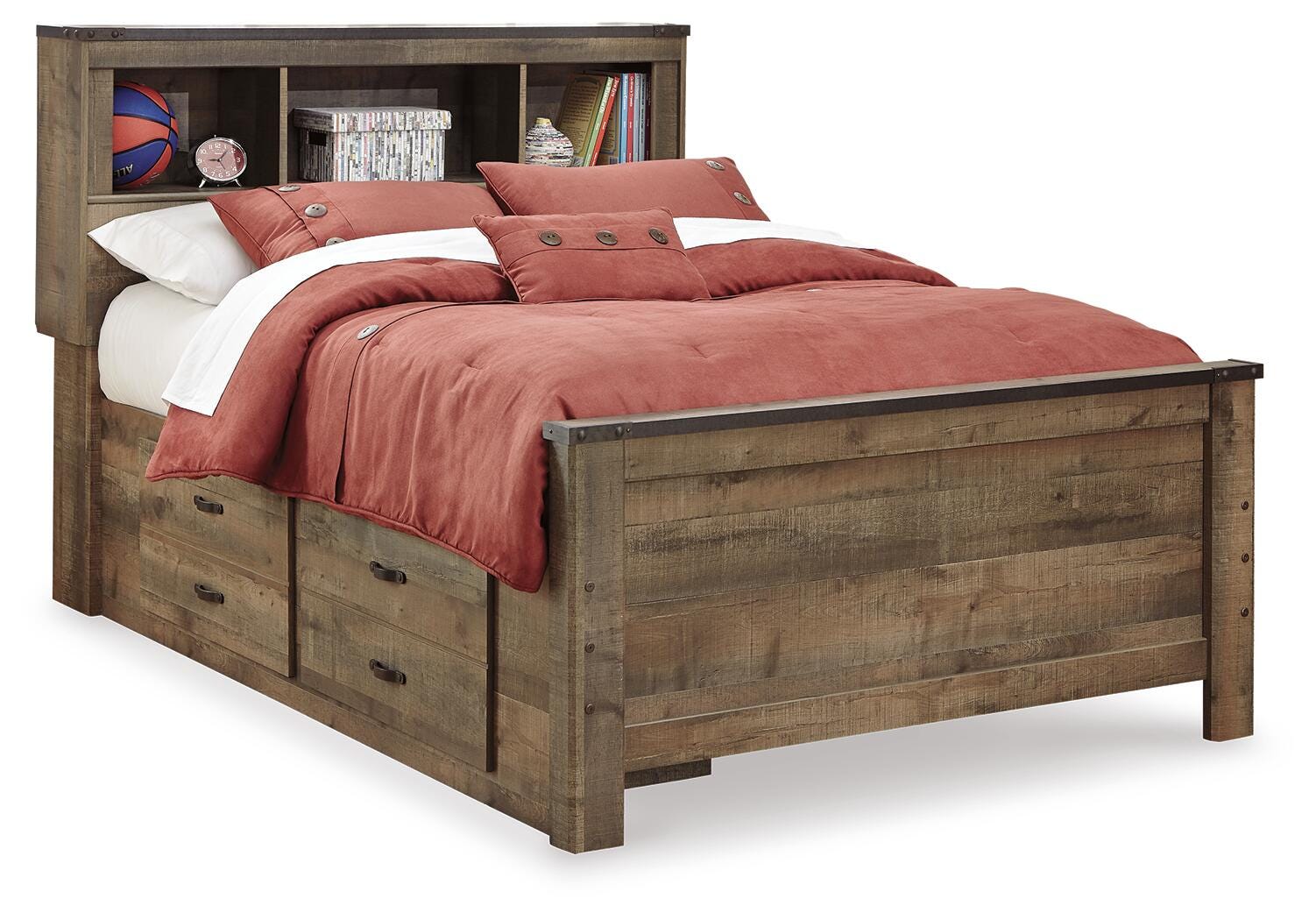 Trinell Bookcase Storage Bed, Dresser, Mirror, Chest and 2 Nightstands - Brown  (B446-SI) - Image 7