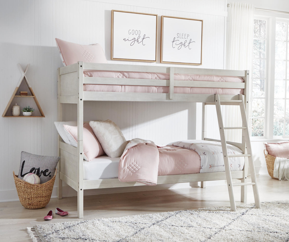 Robbinsdale Bunk Bed and Mattresses - Antique White  (B742-SI) - Image 9