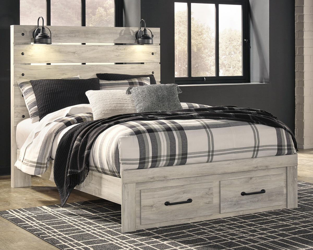 Cambeck Panel Bed with 2 Storage Drawers - Whitewash  (B192-SI) - Image 2