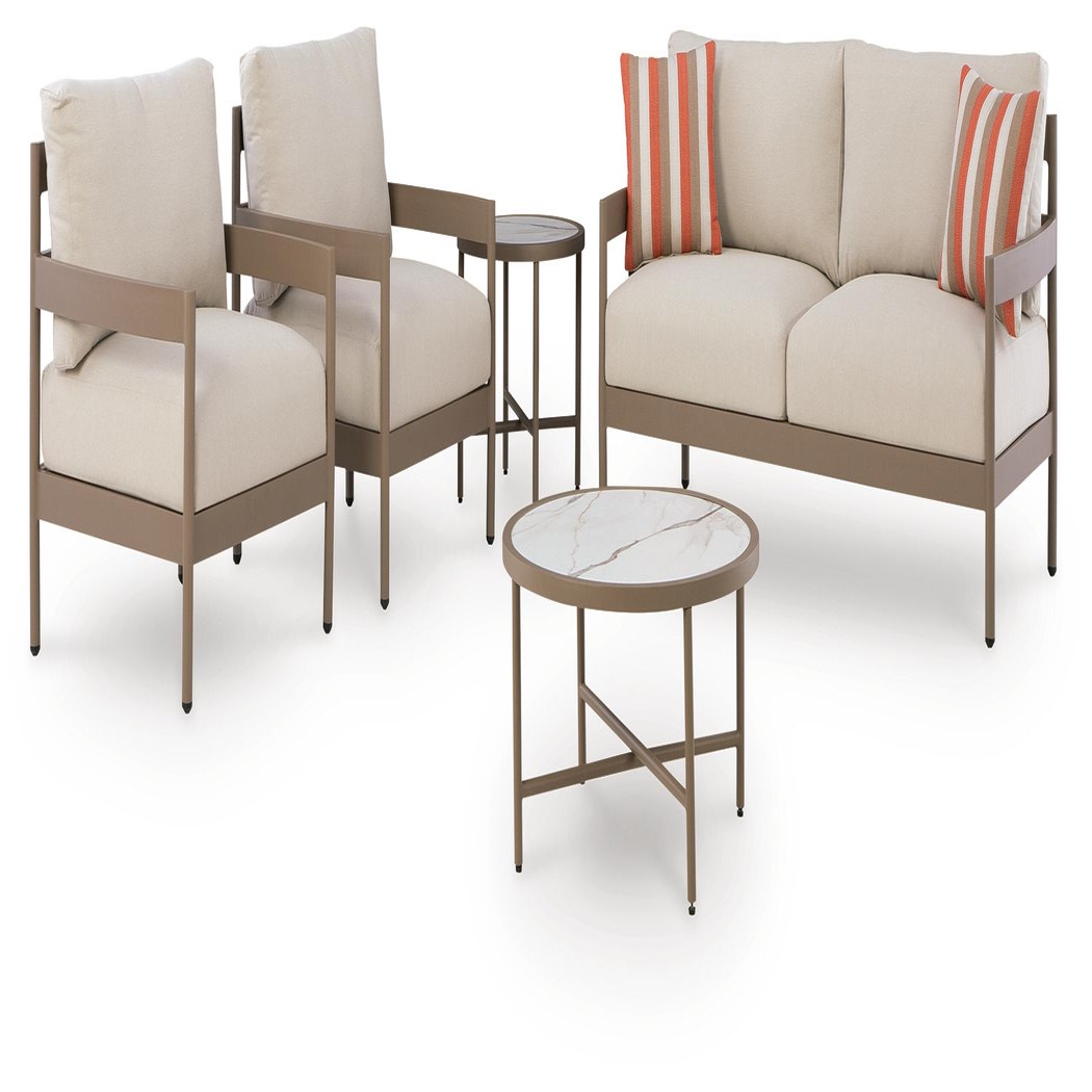 Bluff Trail Outdoor Love/Chairs/Tables Set (Set of 5) (PCP383-SI) - Image 2