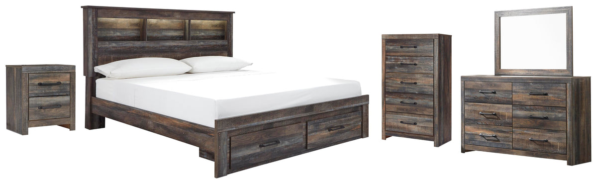 Drystan Bookcase Storage Bed, Dresser, Mirror, Chest and Nightstand - Multi  (B211-SI)