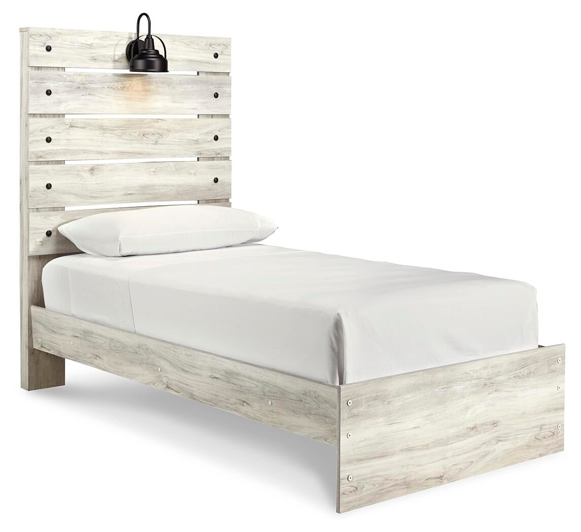 Cambeck Panel Bed (Youth) - Whitewash  (B192-SI)