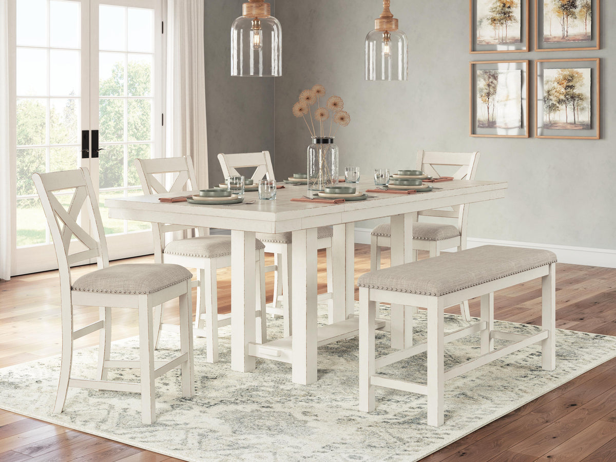 Robbinsdale Counter Height Dining Table, 4 Barstools and Bench (D642-SI) - Image 2
