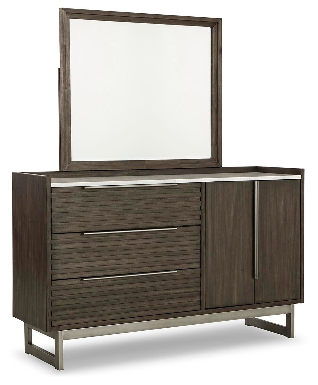 Arkenton Dresser and Mirror - Grayish Brown  (B786-SI)