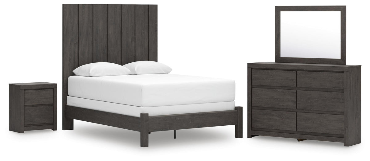 Fraluna Queen Panel Bed, Dresser, Mirror, and Nightstand (PCB3370-SI)