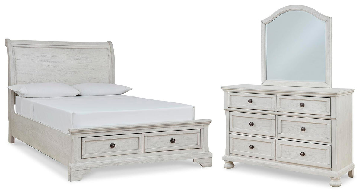 Robbinsdale Sleigh Storage Bed, Dresser and Mirror (B742-SI)