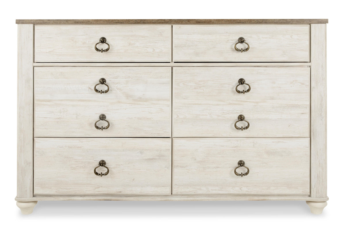 Willowton Bed, Dresser, Mirror and Chest - Whitewash  (B267-SI) - Image 8