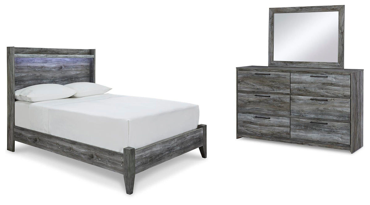 Baystorm Panel Bed, Dresser and Mirror - Gray  (B221-SI)